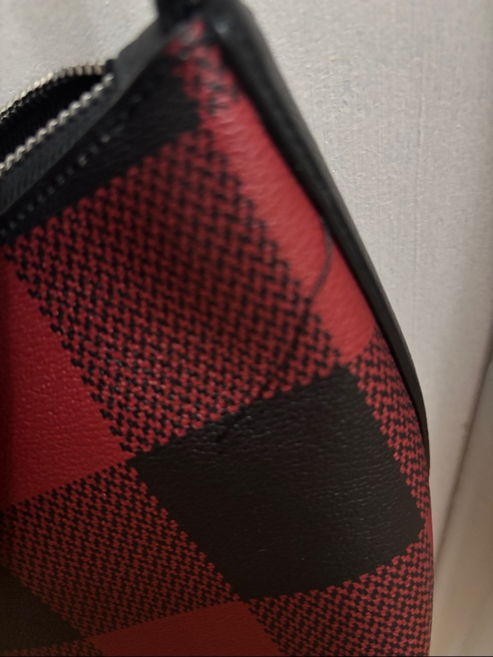 Coach Red & Black Buffalo Check Crossbody with Leather Trim and matching wallet - Picture 6 of 8